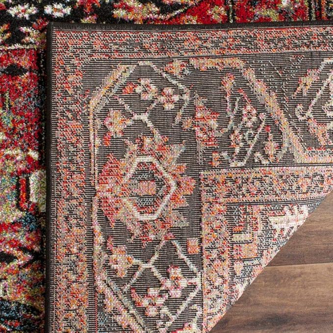 SAFAVIEH Vintage Hamadan Collection Area Rug - 3' Square, Red & Multi, Oriental Traditional Persian Design, Non-Shedding & Easy Care, Ideal for High Traffic Areas in Living Room, Bedroom (VTH215A)