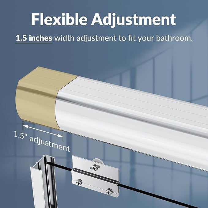 SUNNY SHOWER Double Sliding Shower Door Semi-Frameless Shower Enclosure 1/4 inch Glass Bypass Sliding Bathroom Door, Chrome Finish, 48 in. W x 72 in. H
