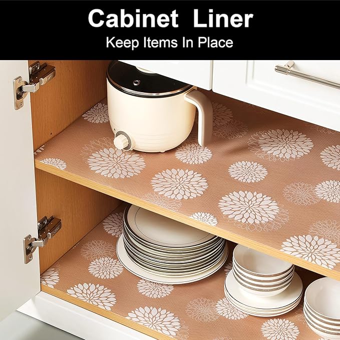 Cooyes Shelf and Drawer Liners for Kitchen Cabinets, Non Adhesive Cabinet Liner, EVA Waterproof Durable Non-Slip Drawer Mats for Shelves, Refrigerator, Storage, Desks（17.5" W x 78.7" L）