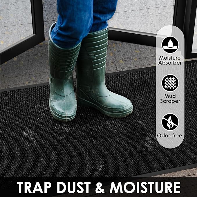4′ x 8′ Front Door Mat Indoor Outdoor Entrance, Commercial Floor Mat Heavy Duty Dirt Trapper Entryway Doormat, Custom Size Non Slip Rubber Backing Welcome mat, Door Mat for High Traffic Area