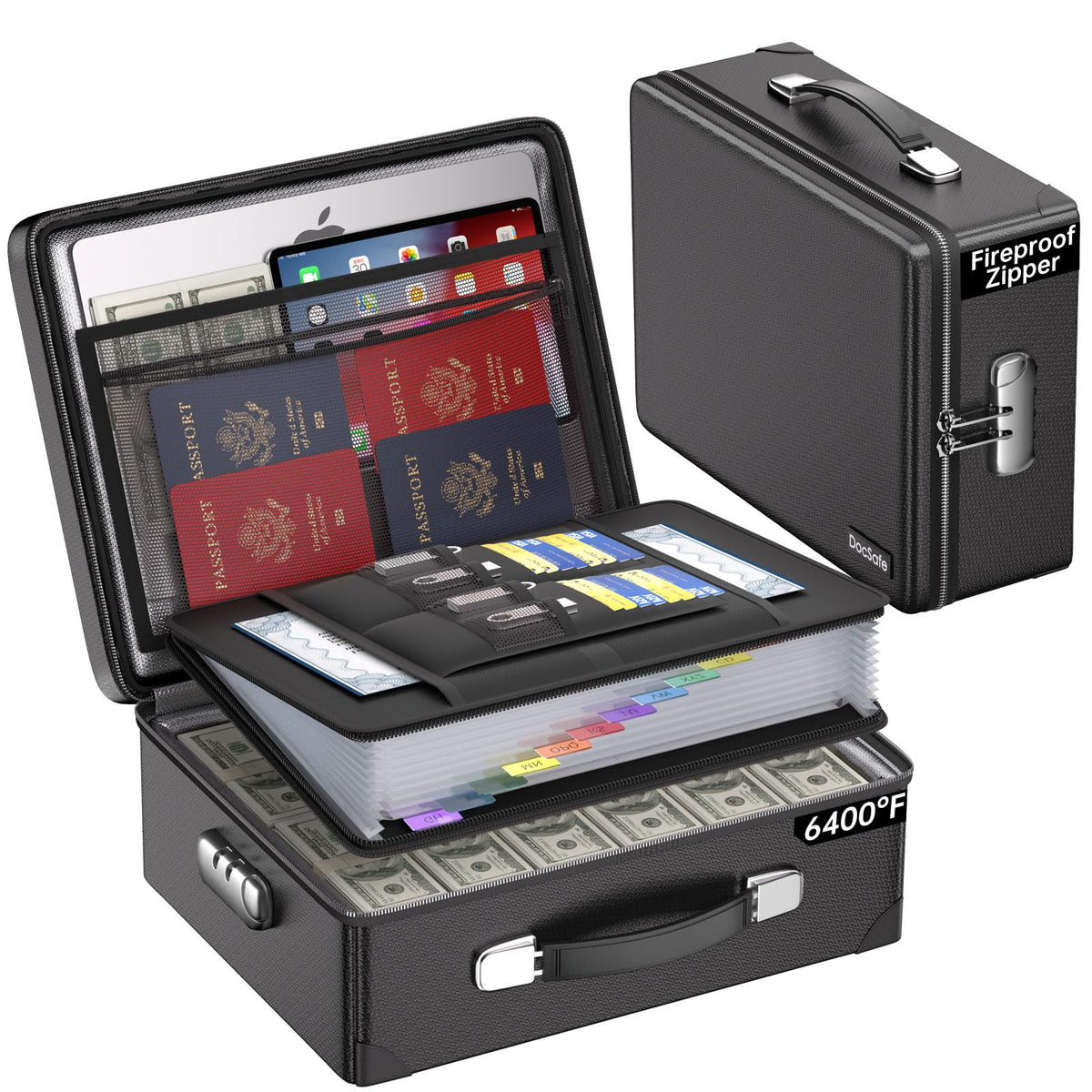 DocSafe 6400°F Fireproof Document Box with Lock, 10 Layers Heat - Image 1
