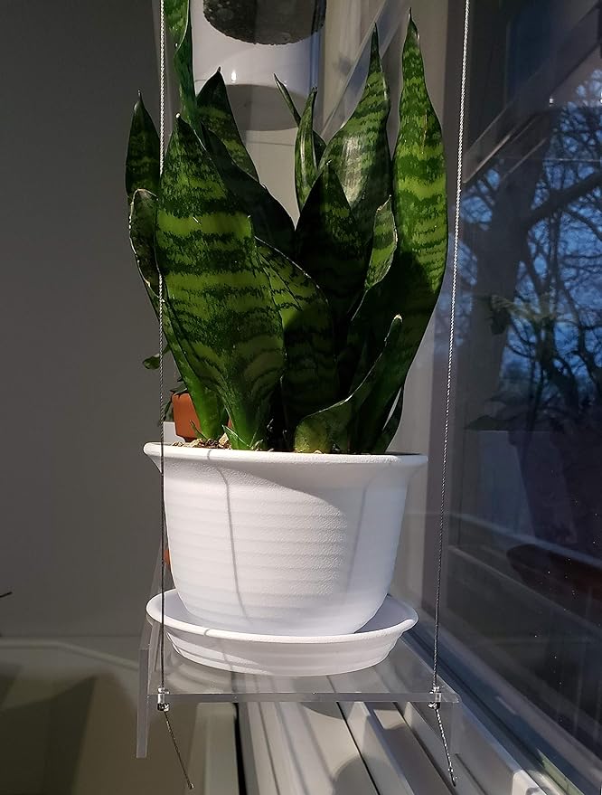 Hanging Acrylic Shelves for Windows (34" Wide, 1 Shelf - 26" Tall)