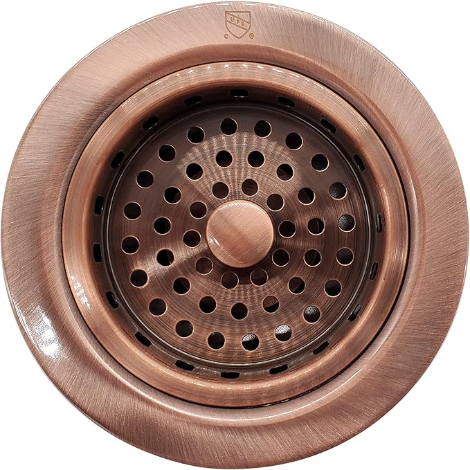 Westbrass R214-11 3-1/2-Inch Large Post Style Kitchen Sink Basket Strainer, Antique Copper