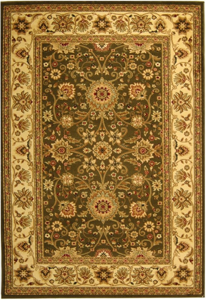 SAFAVIEH Lyndhurst Collection Area Rug - 8' Square, Sage & Ivory, Traditional Oriental Design, Non-Shedding & Easy Care, Ideal for High Traffic Areas in Living Room, Bedroom (LNH212C)