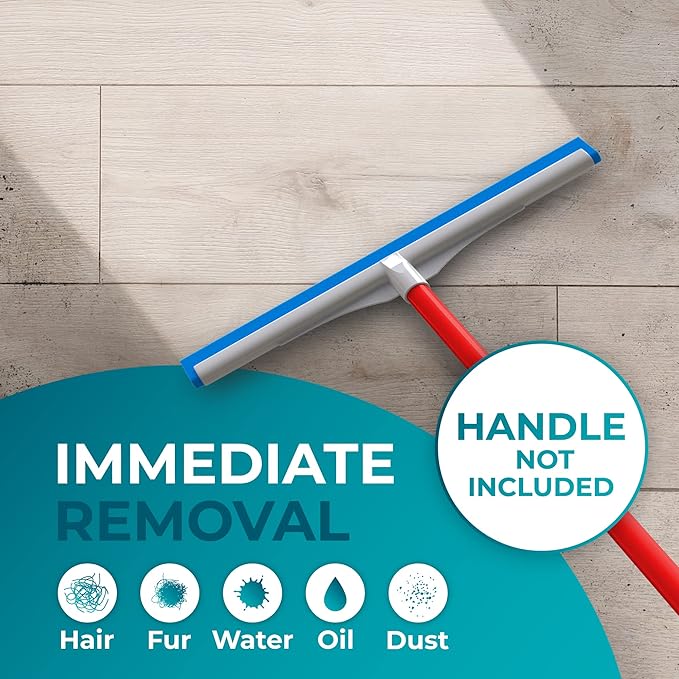 HELOMOR Floor Squeegee Wiper Heads 3-Pack Refill Mop Foam Dual Moss, 16" L For Cleaning Indoor Kitchen Households & Offices Scooping & Drying Water On Wood Parquet Concrete Tile Bathroom Shower Window