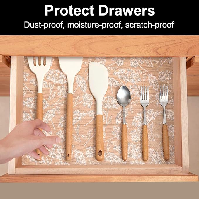 Cooyes Shelf Liners for Kitchen Cabinets, Refrigerator Liners Waterproof & Oil-Proof Kitchen Cupboard Liner Drawer Mats EVA Material Non Adhesive Fridge Liner for Shelves（17.5" W x 78.7" L）