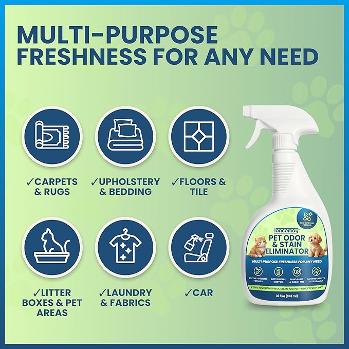 Stain & Odor Eliminator for Strong Odor, Enzyme Pet Odor Eliminator for Home, Carpet Stain Remover for Cat & Dog Urine, Kit