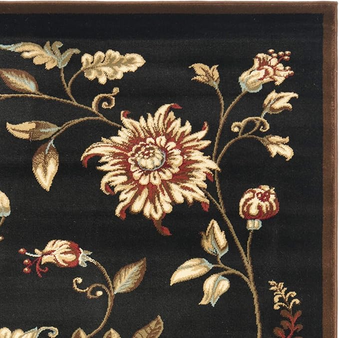 SAFAVIEH Lyndhurst Collection Area Rug - 6'7" x 9'6", Black & Multi, Traditional Floral Design, Non-Shedding & Easy Care, Ideal for High Traffic Areas in Living Room, Bedroom (LNH552-9091)