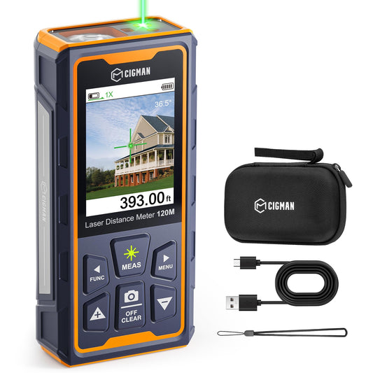 CIGMAN Green-Beam Laser Measuring Tool, 393ft Outdoor - Image 1