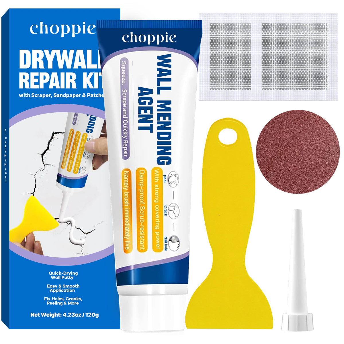 Choppie Drywall Repair Kit (4.2 Oz), Spackle Wall Repair - Image 1