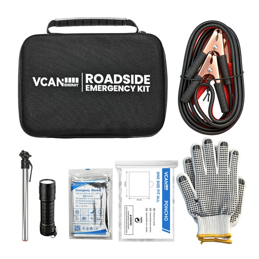 Car Emergency Safety Kit Bag with Jumper Cables, Tire - Image 1