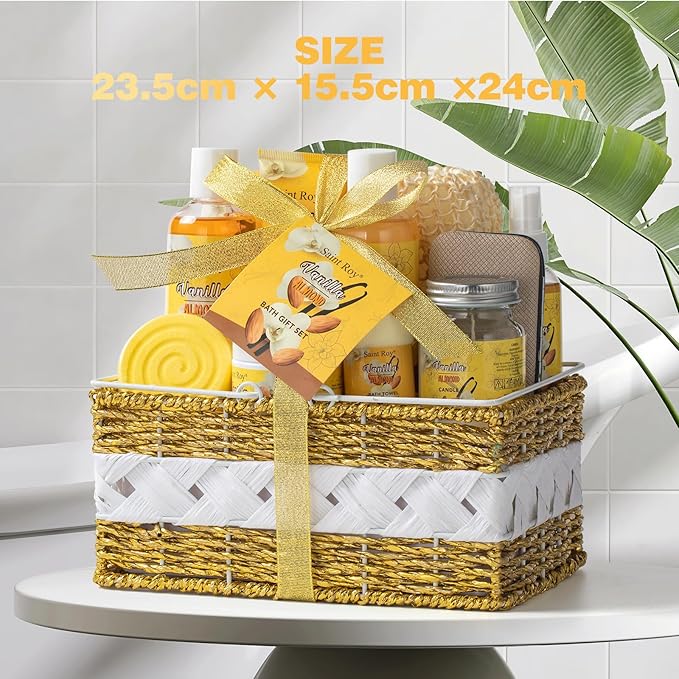 Bath & Body Gift Set, 20pcs Vanilla & Honey Almond Scents Bath Gift Baskets Home Spa Gift, Bath Spa Kit For Women and Men Luxury Home Spa Bath Gift Basket, Skin Care Gift Set, Spa Gifts, Pamper Gifts