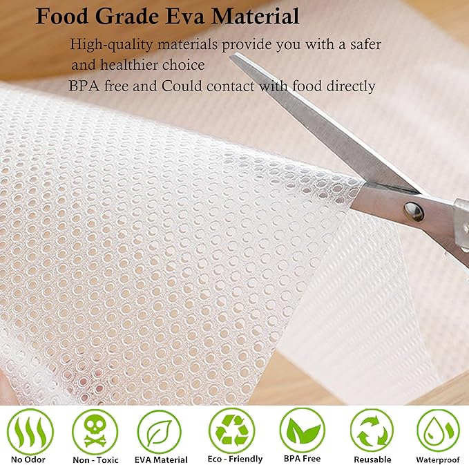 Shelf Liner with Adhesive Cabinet Drawer Liners Peel and Stick 20 in X 20 Ft Non-Slip Waterproof Kitchen Cupboard Drawer Mat for Pantry Shelves Closet Bathroom Refrigerator Liner Removable