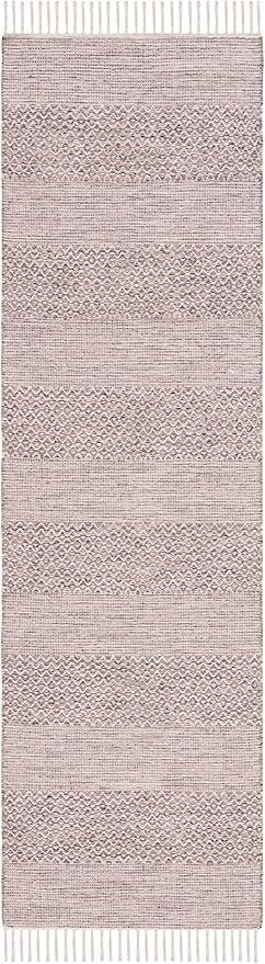 SAFAVIEH Montauk Collection Runner Rug - 2'3" x 22', Ivory & Steel Grey, Handmade Flat Weave Boho Farmhouse Cotton Tassel Fringe, Ideal for High Traffic Areas in Living Room, Bedroom (MTK330M)