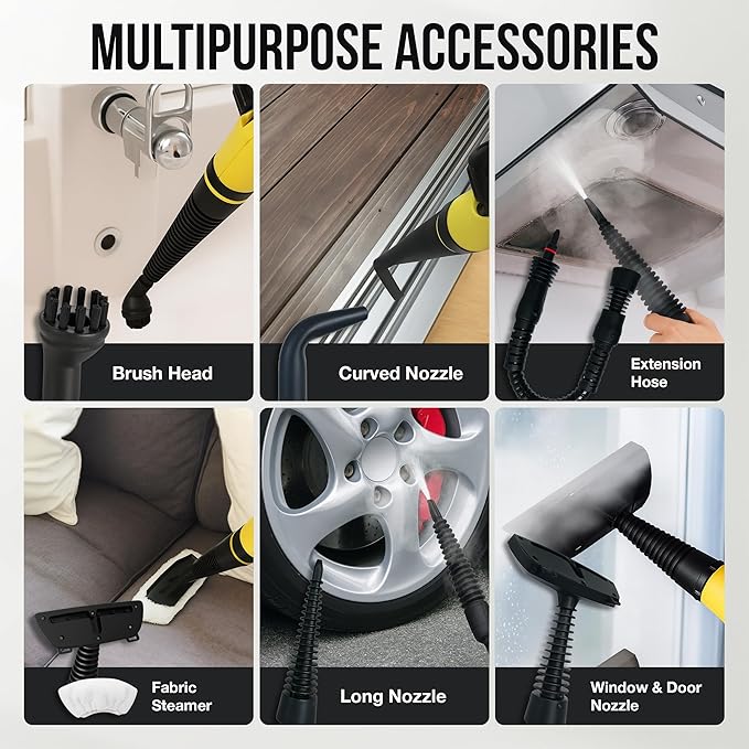 Comforday Handheld Steam Cleaner, Pressurized Portable Steam Cleaner with 9-Piece Accessories, Steamer for Cleaning Upholstery, Car Seats & Floors