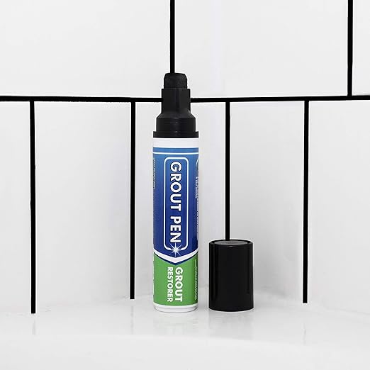 Grout Pen Tile Paint Marker: Black 2 Pack with Extra Tips (Narrow, 5mm) & Large Black (Wide, 15mm Tip) - Waterproof Grout Colorant and Sealer Pen to Renew, Repair, and Refresh Tile Grout
