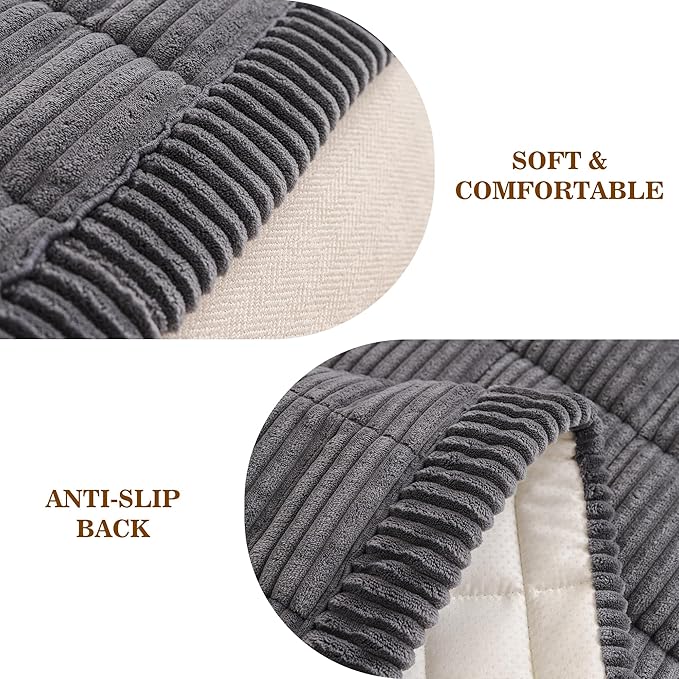 MEETSKY Couch Cover for Dog Washable, Non-Slip Grey Sofa Protector Pet Friendly Sofa Covers for 2 Cushion Couch Dog Mats for Couches Soft Furniture Covers for Loveseat, 27.6" x 59", Dark Grey