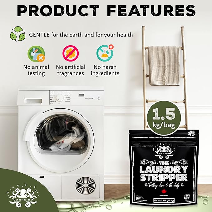 Carreiro Clean The Laundry Stripper - All-In-One! Dirt and Build-up Remover, Odor Eliminator, Laundry treatment. The One and Only All-in-One Laundry Stripper.…