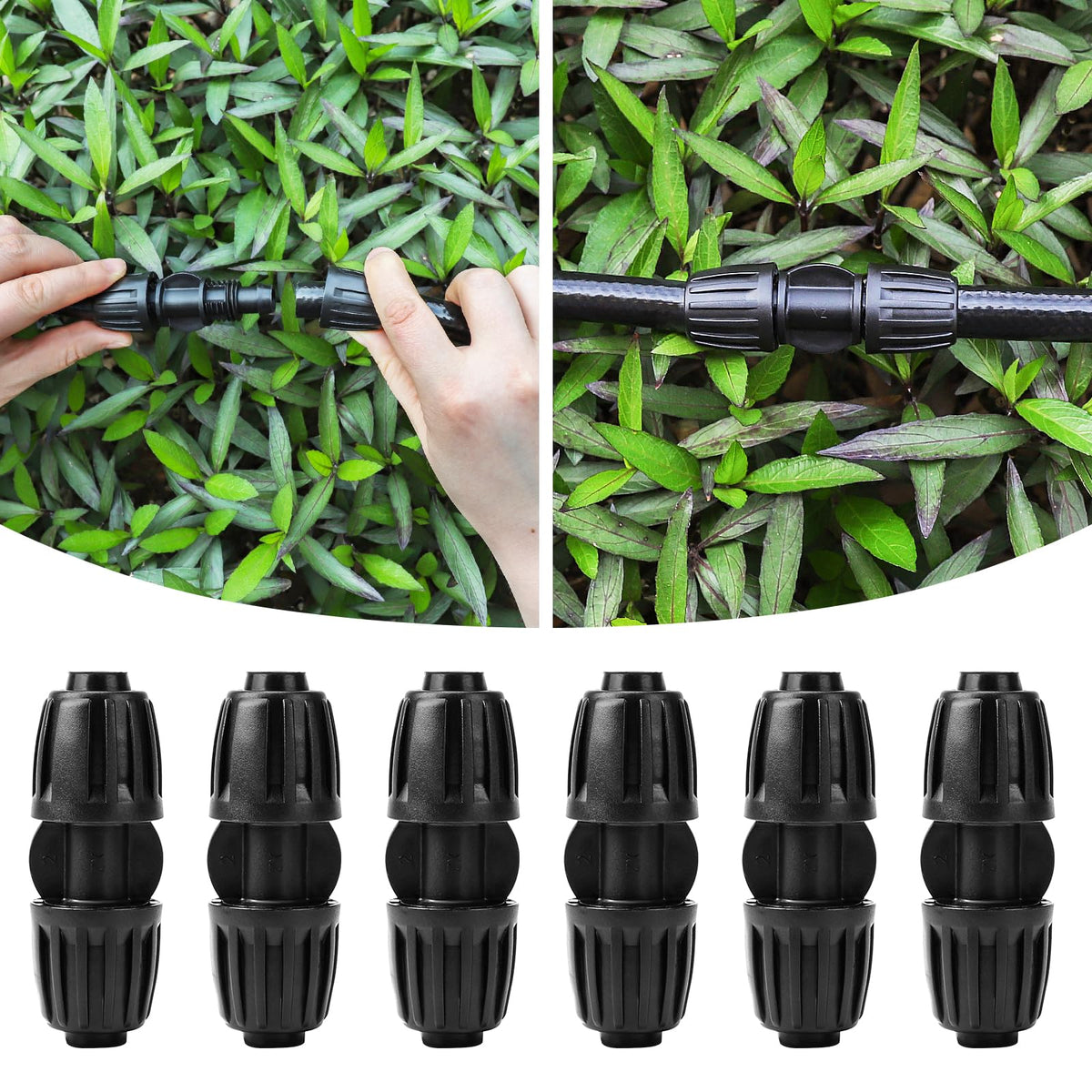 MIXC 1/2 Inch Drip Irrigation Fittings Barbed Coupling 6 Pack - Image 1