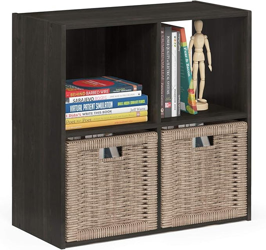 Furinno Pelli Cubic Storage Cabinet, 2x2, Espresso