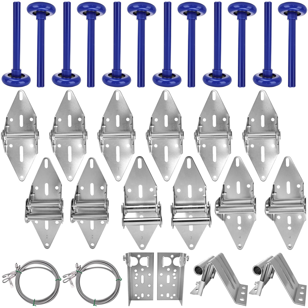 30 Pcs Garage Door Hardware Kit Quiet Nylon Rollers Hinges - Image 1
