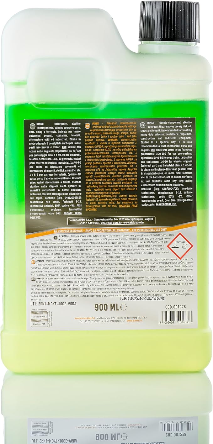 ATAS Dimer 900ml – Heavy-Duty All-Purpose Cleaner & Degreaser | Ultra-Concentrated Industrial Strength for Grease, Oil, Grime on Engines, Tires, Tools & Machinery