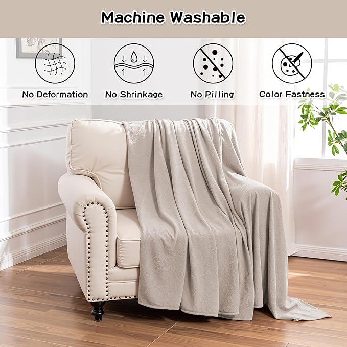 MEETSKY Small Couch Cover Oversized Armchair Sofa Covers Washable for Dogs Single Recliner Sofa Slipcover, Cat Scratch Proof Soft Sofa Throw Protector for Pets, 71" x 91", Oat