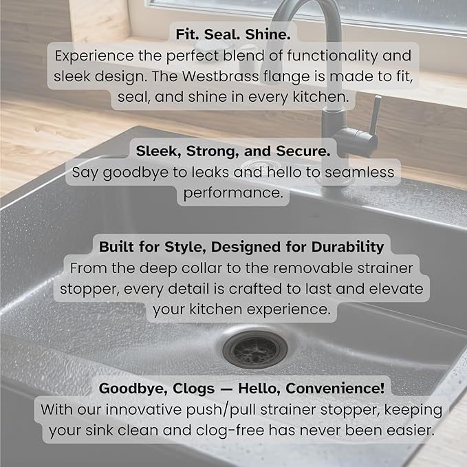 Westbrass R213-62 Wing Nut Style Large Kitchen Basket Strainer, Matte Black