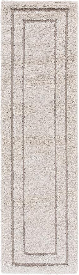 SAFAVIEH Florida Shag Collection Runner Rug - 2'3" x 8', Beige & Dark Beige, Non-Shedding, 1.2-inch Thick, Ideal for Living Room, Hallway, Foyer, Bedroom (SG454-1317-28)