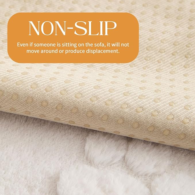 Waterproof Couch Cover for Dogs Washable,Fuzzy Pet Couch Covers for Sofa,Thick Soft Dog Mat Non-Slip Couch Covers for 3 Cushion Couch Sofa Pet Friendly (White, 23 * 23(2pcs))