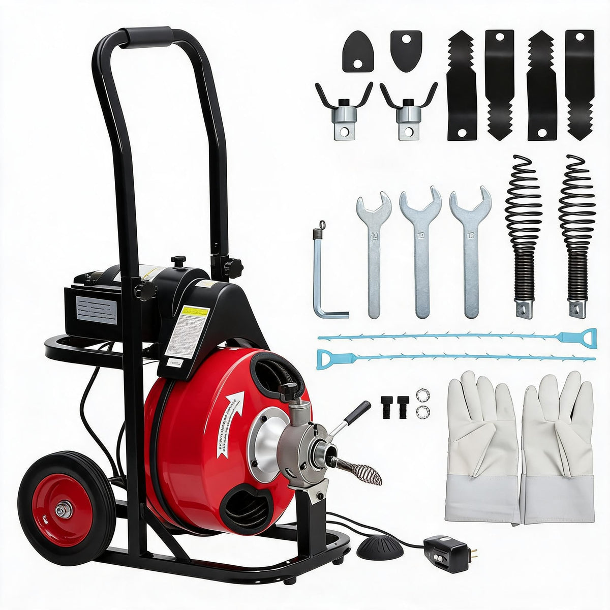 Electric Drain Cleaner Machine, 100FT x 1/2IN Steel Core - Image 1