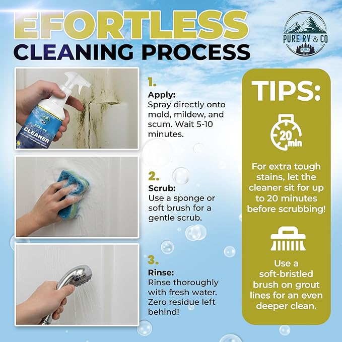 Shower Cleaner for Removing Hard Water Marks, Soap Scum, Stains, Bleach and Ammonia-Free Formula, Safe for Plastic & Fiberglass, Low Odor Formula with Citrus Scent, (32 oz)