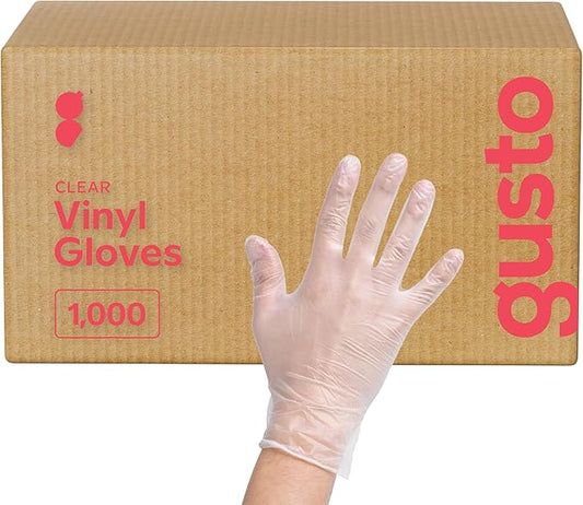 GUSTO Disposable Vinyl Gloves – Clear, Latex-Free, Powder-Free, BPA-Free – Safe for Food Handling, Cooking & Cleaning