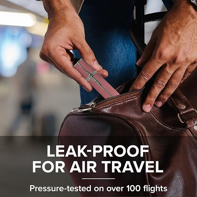 Travalo Milano Perfume Atomizer - Leak-Proof and TSA Approved for Air Travel - Reusable, Airtight, Easy Fill Mini Pump Sprayer - Lightweight Vegan Leather w/Polished Metal Outer Shell - Perfect Pink