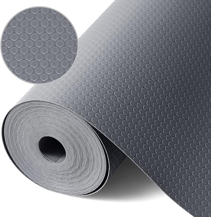 Shelf Liners for Kitchen Cabinets Refrigerator Liners Waterproof & Oil-Proof Kitchen Cupboard Liner Plastic Drawer Mats EVA Non Adhesive Fridge Liner for Shelves Gray 11.8 x 59 Inch
