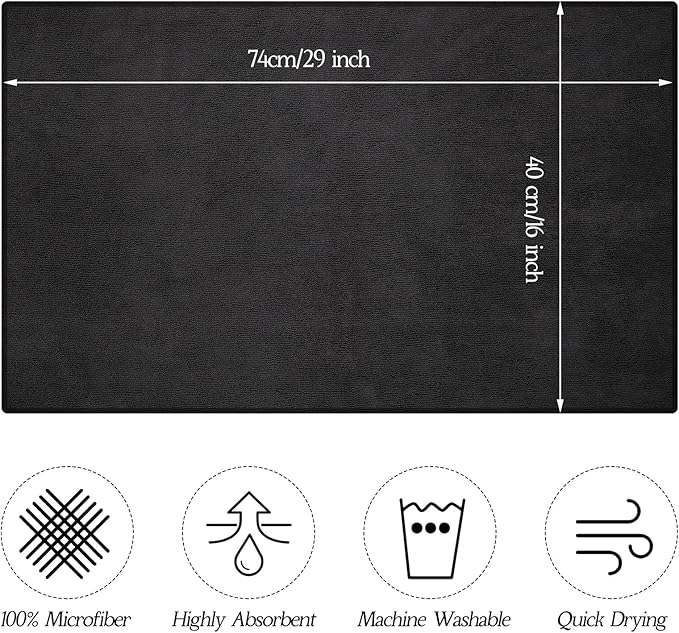 Shimeyao 24 Pack Bleach Proof Towels Microfiber Absorbent Resistant Hair Hand Towels Bulk Quick Dry for Barber Gym Bath Spa Shaving (Black,16 x 29 Inch)