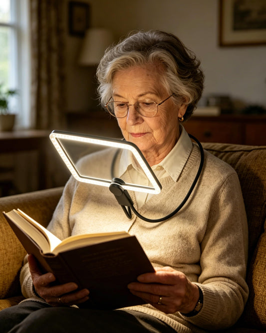 10X Large Rechargeable HandsFree Magnifying Glass with Light - Image 1