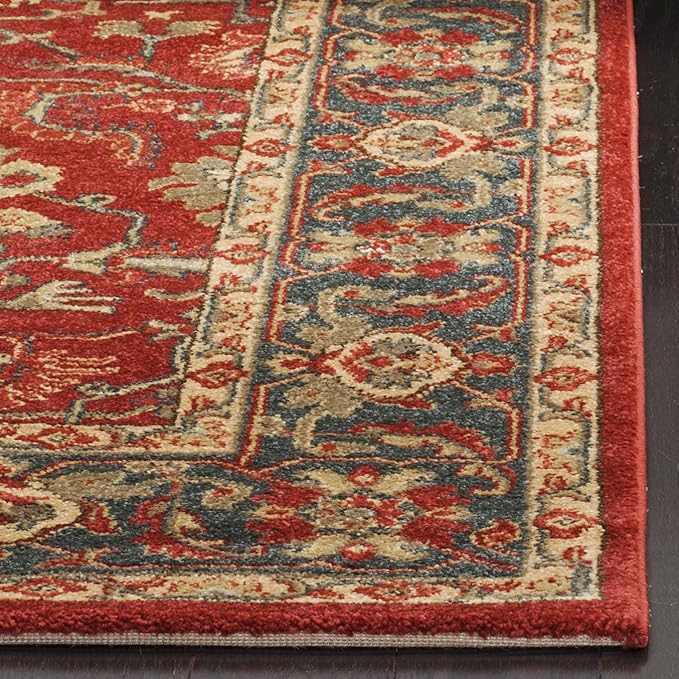 SAFAVIEH Mahal Collection Area Rug - 10' x 14', Red & Navy, Traditional Oriental Design, Non-Shedding & Easy Care, Ideal for High Traffic Areas in Living Room, Bedroom (MAH693F)