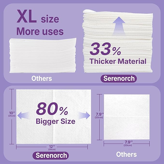 Disposable Face Towels, 10" x 12", Ultra Thick Face Towelettes for Sensitive Skin, Extra Soft Makeup Remover Dry Wipes, 600 Count