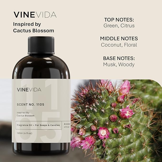VINEVIDA [4oz] Cactus Blossom Fragrance Oil for Candle Making and Soap Making - Premium Candle Scents for Soy Candles