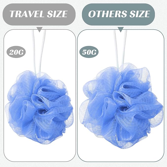 Sunnyray 200 Pcs Loofahs Bulk Bath Sponge Shower Luffas Exfoliating Body Scrubber Packs Soft Mesh Loofahs Balls Travel Cleaning Wash Puff Bathing Accessories for Women Men, 20g (Assorted Colors)