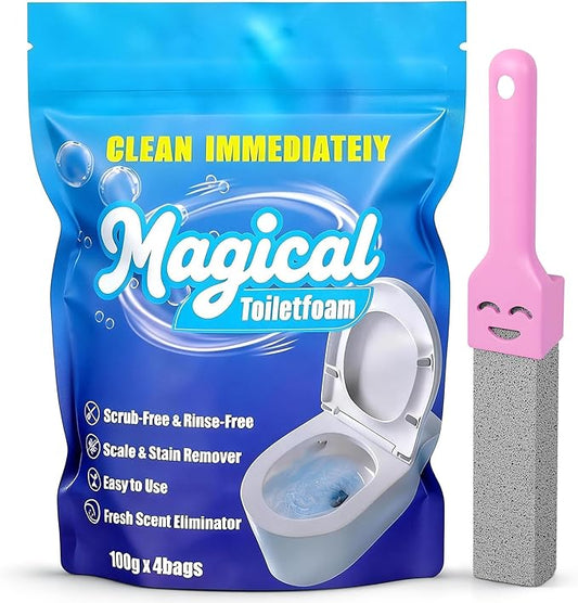 Foaming Toilet Bowl Cleaner Powder: Self-Activating Foam Toilet Cleaner for Deep Cleaning - Stain Remover for Bathroom (400g)