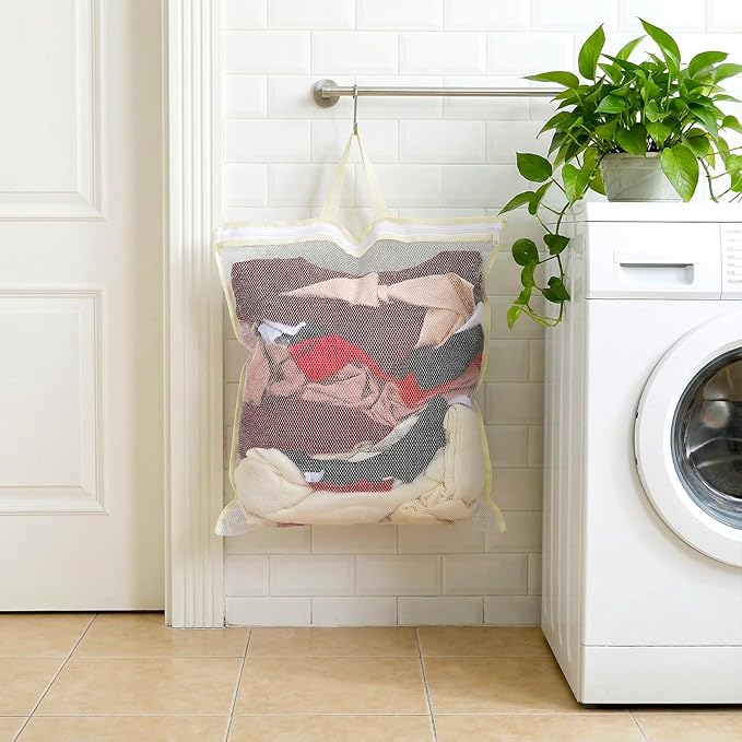 2PCS Mesh Laundry Bags for Washing Machine, Mesh Bag for Laundry Delicates Bag Large Laundry Bag 19x19 Inch Durable Laundry Wash Bag Gentle Wash Protection with Zipper Closure