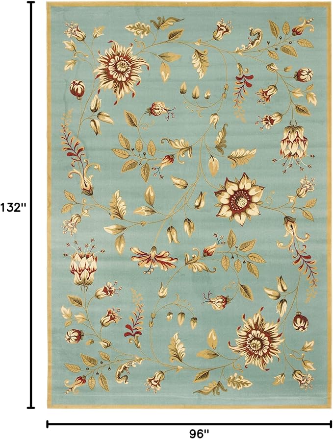 SAFAVIEH Lyndhurst Collection Area Rug - 8' x 11', Blue & Multi, Traditional Floral Design, Non-Shedding & Easy Care, Ideal for High Traffic Areas in Living Room, Bedroom (LNH552-6591)