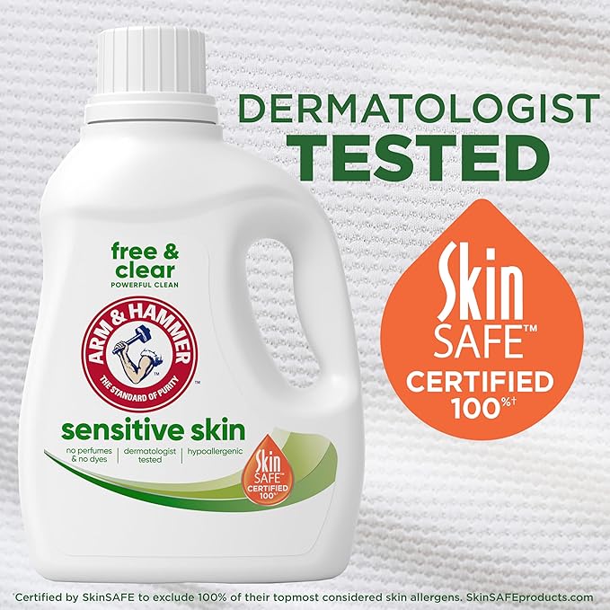 ARM & HAMMER Sensitive Skin Free Clear, 170 Loads Liquid Laundry Detergent, 170 Fl oz