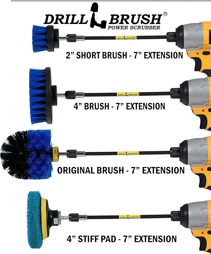 Drillbrush Cleaning Tools - Cordless Drill Accessories - Drill Brush Scrubber Attachments - Pool Cleaner - Home Cleaning Brushes - Kitchen Scrub Brush - Kitchen Cleaner Pads - Stove Brush - Counters