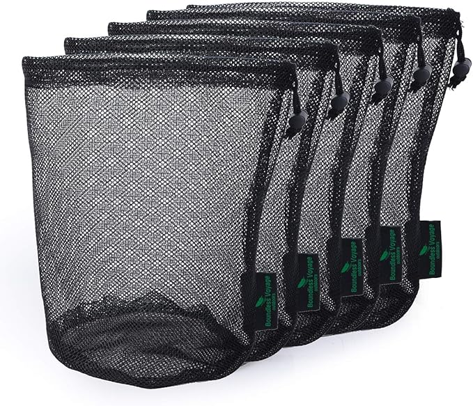 iBasingo 10pcs/lot Black Mesh Bag Nylon Sack Durable Drawstring Net Bag Small Travel Sleeping Bag Stuff Sack Mesh Storage Ditty Bag for Cosmetics Shower Gels Bottle Pot Tennis Golf Ball Tools BVP03