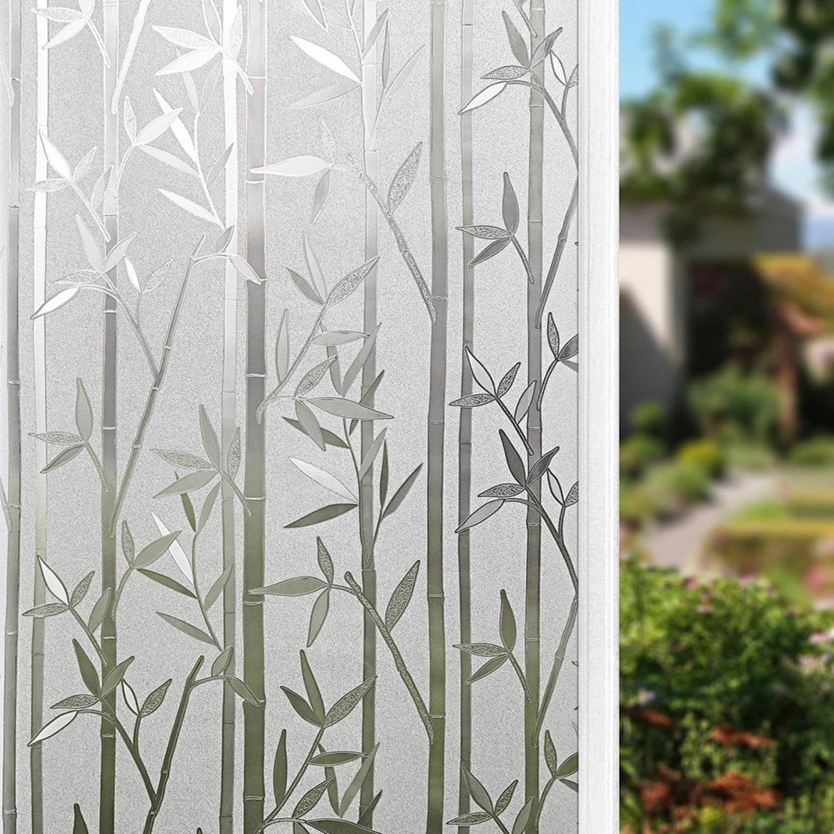 Finnez Bamboo Window Privacy Film, Frosted Glass Decorative - Image 1