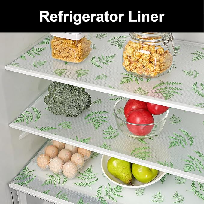 Cooyes Shelf Liners for Kitchen Cabinets Refrigerator Liners Waterproof & Oil-Proof Kitchen Cupboard Liner Drawer Mats EVA Material Non Adhesive Fridge Liner for Shelves（11.8" W x 236" L）