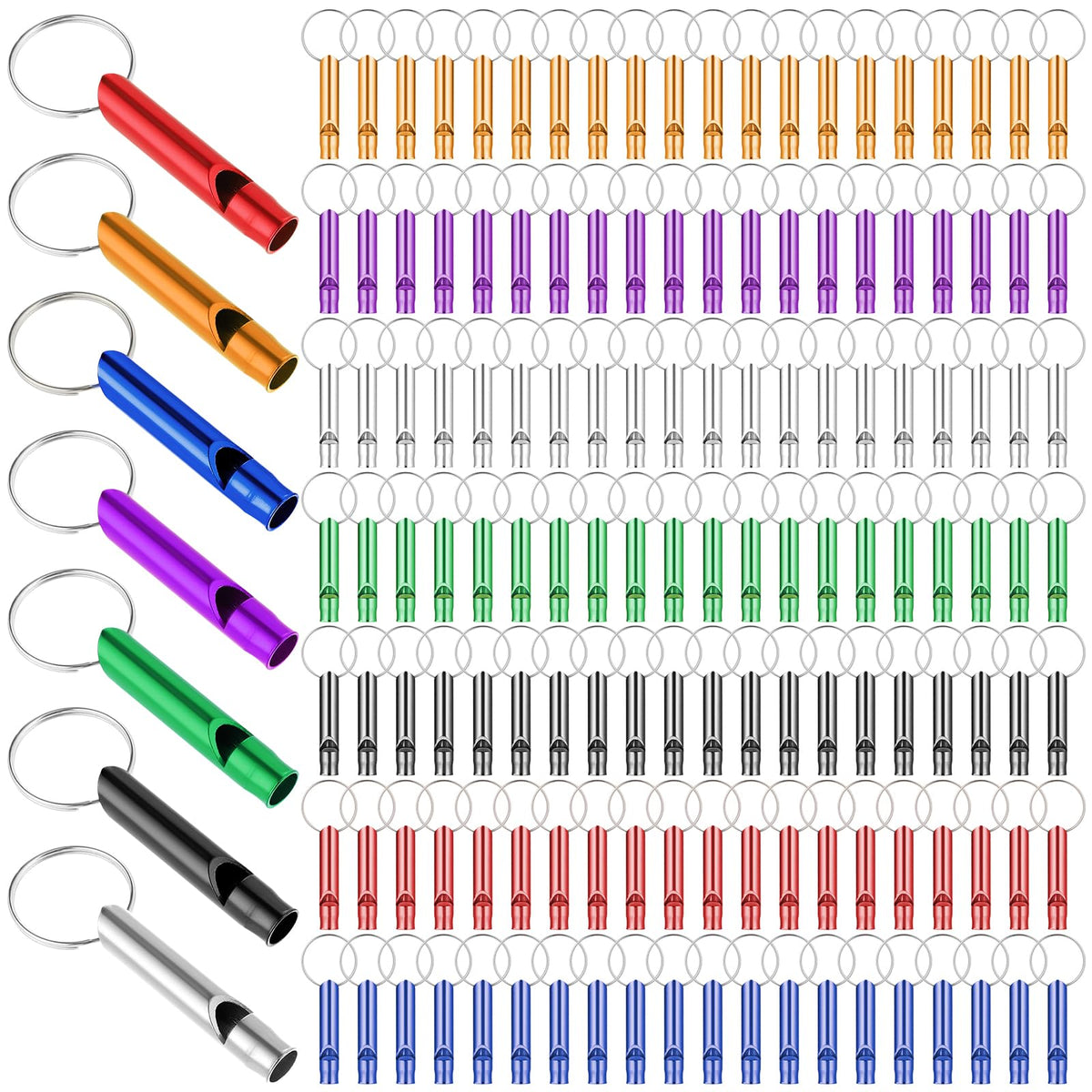 140 Pcs Emergency Whistles with Keychains, 108db Survival Whistle - Image 1